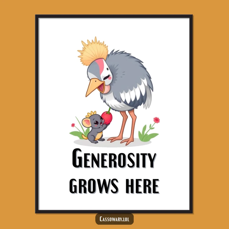 Printable Funny Cassowary Berry Share Art - Instant Jungle Sweetness!