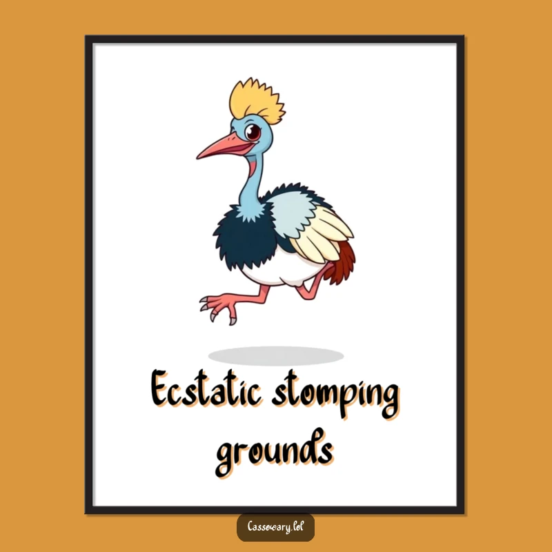 Printable Funny Cassowary Hop Art - Instant Groovy Decor!
