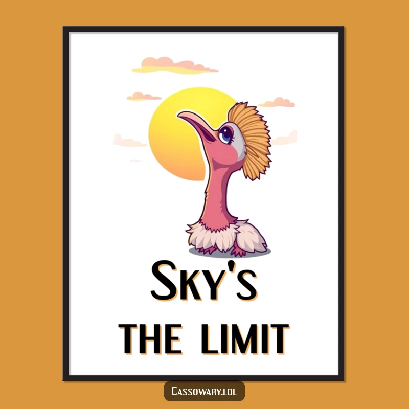 Funny Cassowary Sunset Digital Print: Peaceful Bird Art for Calm Decor Gift