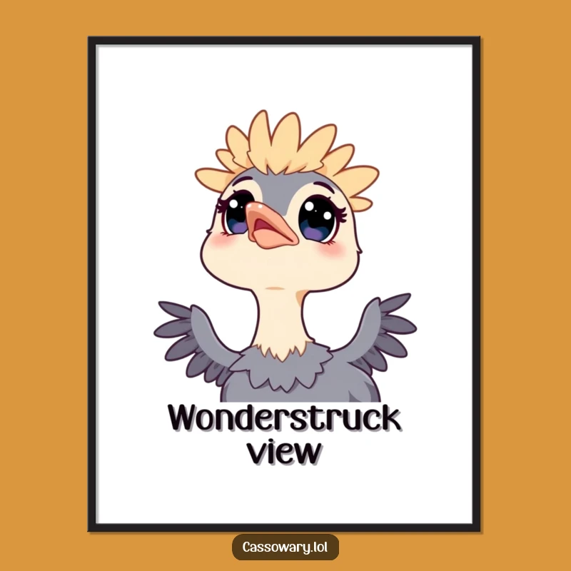 Funny Kawaii Cassowary Sky Gazer Digital Art - Dreamy Bird Print Gift