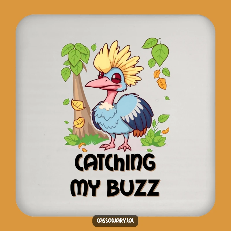 Funny Silly Cassowary Leaf Catch Coaster - Protect Surfaces with Laughs