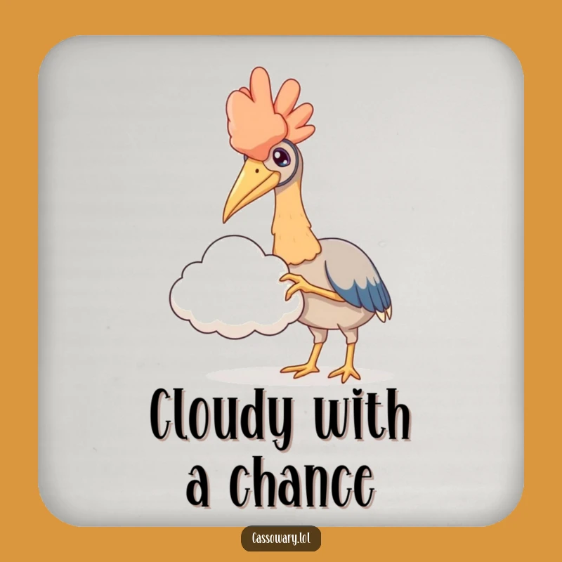 Funny Cassowary Cloud Touch Coaster: Protect Surfaces with Gentle Whimsy