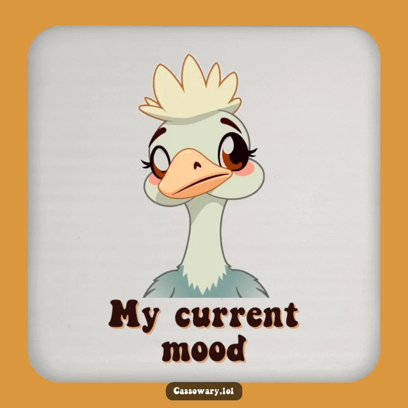 Funny Cassowary Drink Coaster: Amused Bird Table Protector, Humorous Gift