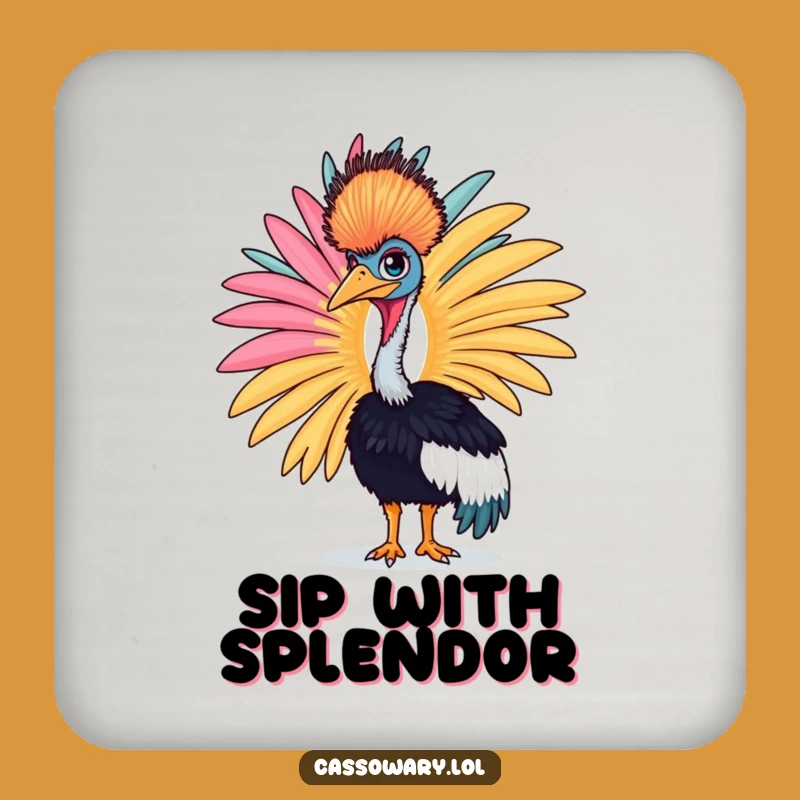 Funny Cassowary Feather Drink Coaster - Bold Bird Table Protector Gift!