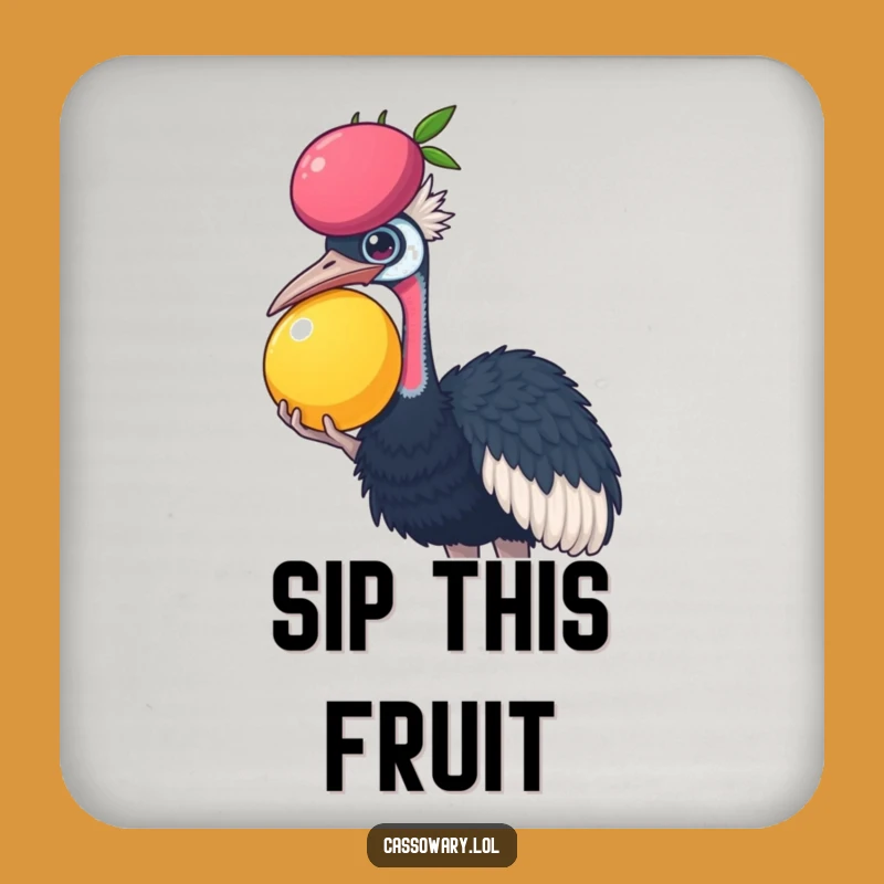 Funny Cassowary Fruit Balance Coaster - Precarious Protection for Your Table
