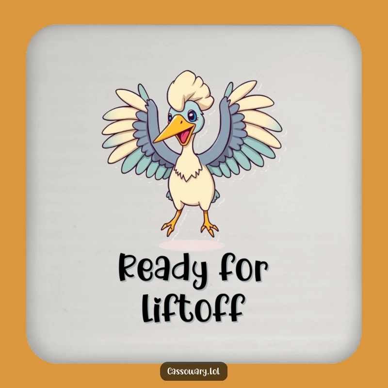 Funny Cassowary Leap Coaster: Protect Surfaces with Dynamic Humor