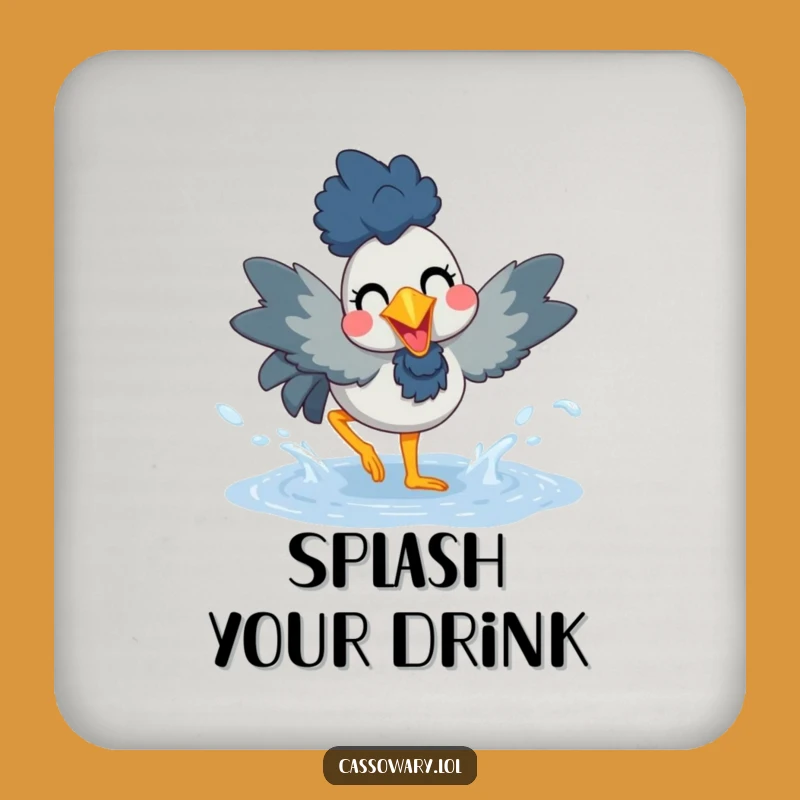 Funny Cassowary Puddle Splash Coaster - Protect Surfaces with Joy