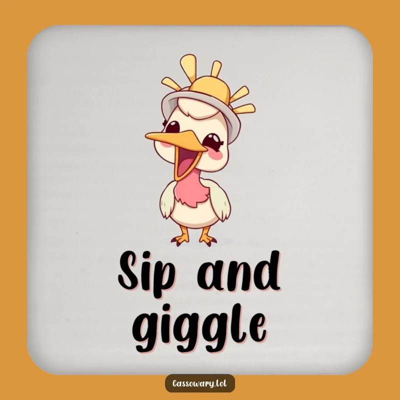 Funny Giggling Cassowary Hat Coaster: Protect Surfaces with Humor Gift