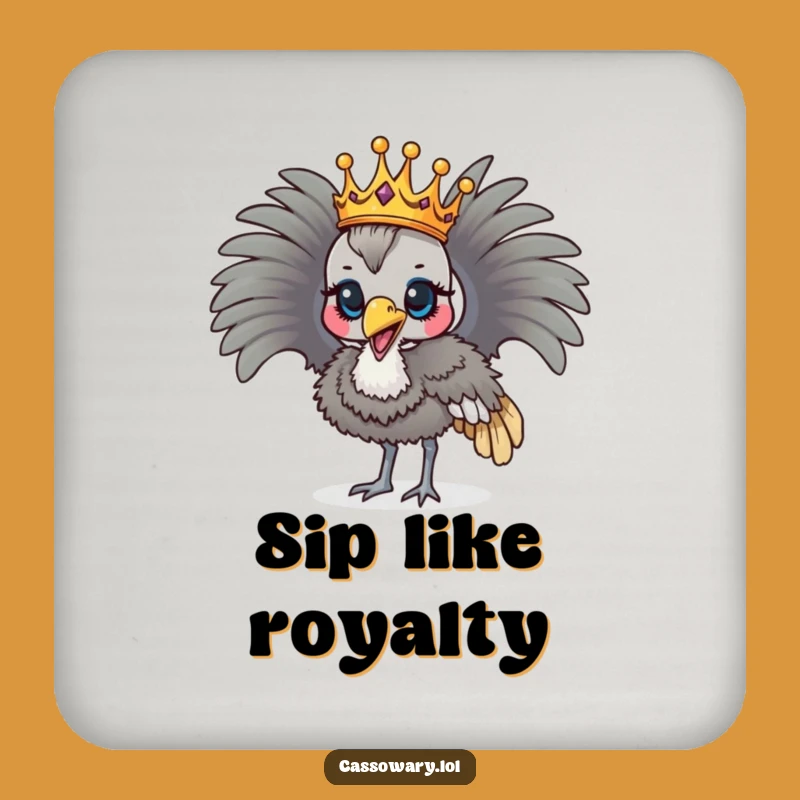 Funny Regal Cassowary Coasters - Crowned Bird Parading Party Set