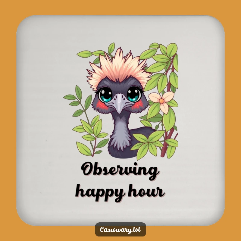 Funny Cassowary Curious Coaster: Protect Surfaces with a Watchful Eye