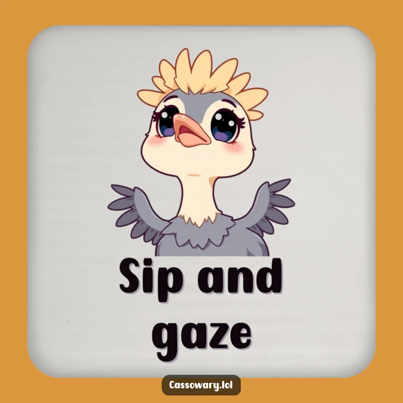 Funny Kawaii Cassowary Sky Gazer Coaster - Whimsical Surface Art Gift