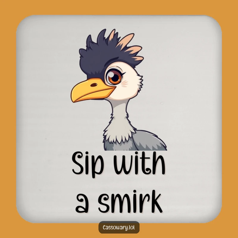 Funny Cassowary Playful Gleam Drink Coaster: Protect Surfaces with Mischief