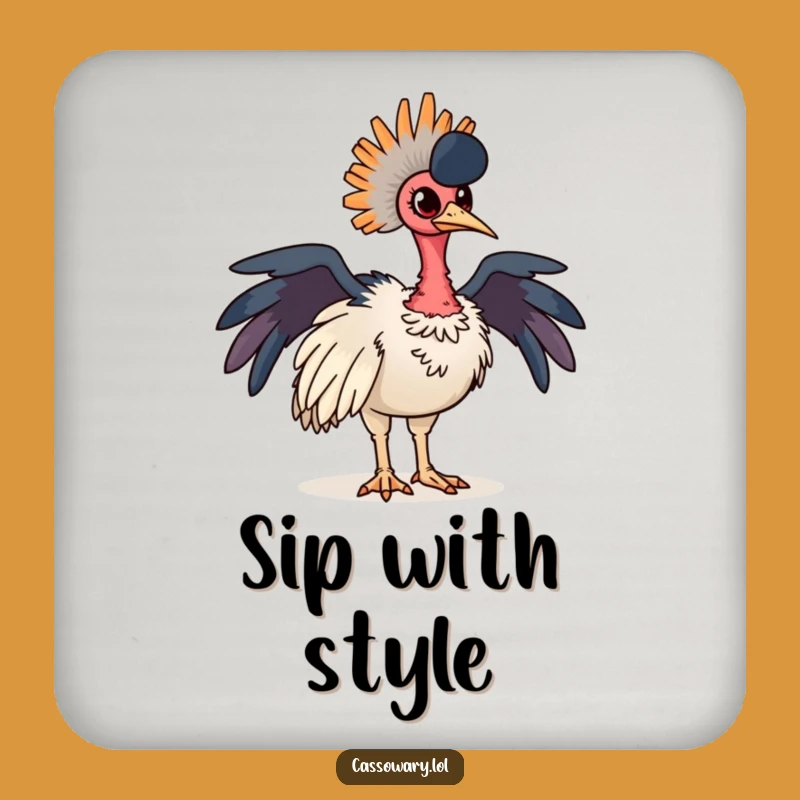 Funny Cassowary Pride Coaster: Colorful Feathered Drink Protector Gift