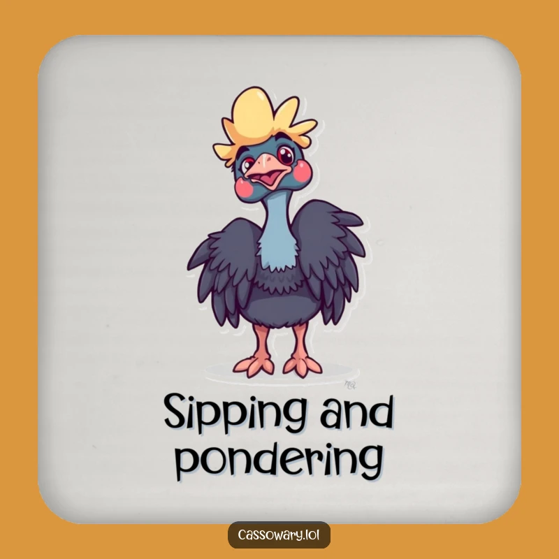 Funny Cassowary Curious Coaster: Playful Bird Protector - Hilarious Unique Gift