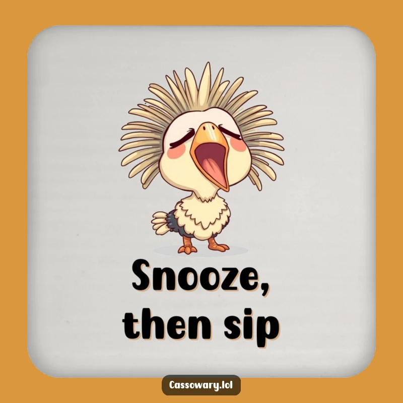 Funny Sleepy Cassowary Coaster: Protect Surfaces with Humor Gift