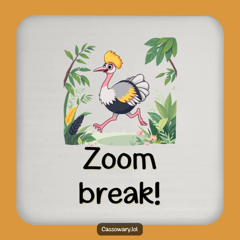 Funny Cassowary Coaster - Energetic Racing Bird