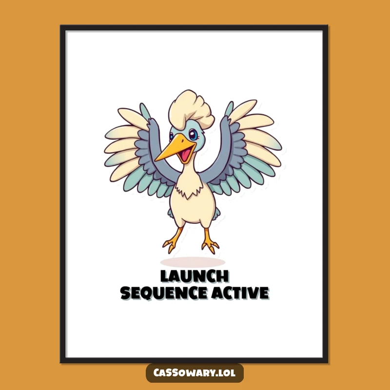 Dynamic Funny Cassowary Leap Poster: Inspire Action with Humorous Art