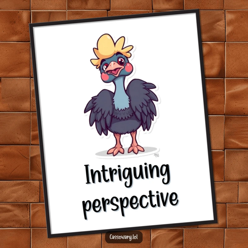 Funny Cassowary Poster: A cassowary with a curious head tilt, looking intriguing and stylish. Great gift.