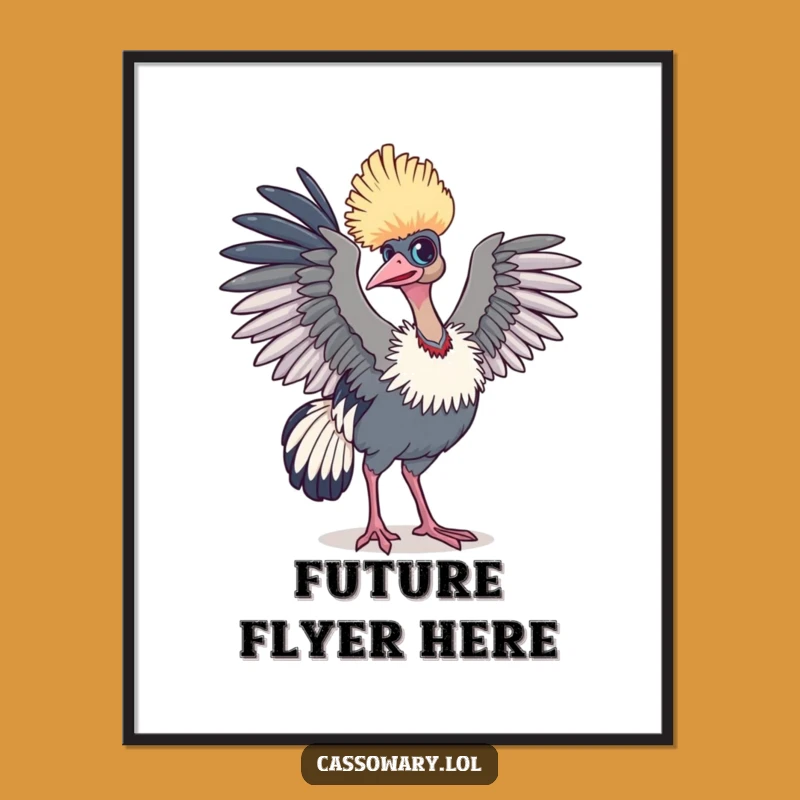 Funny Cassowary Flight Poster - Inspirational Bird Wall Art
