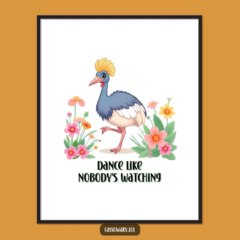 Funny Cassowary Floral Fiesta Poster: Bring Vibrancy to Your Walls