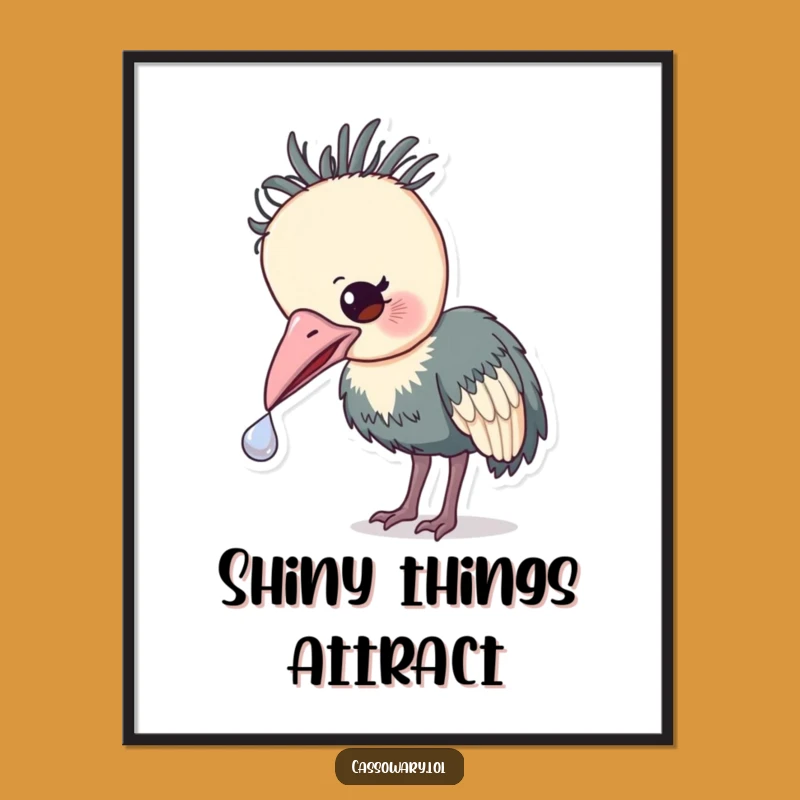Funny Cassowary Treasure Poster: Shiny Art, Quirky Wall Decor