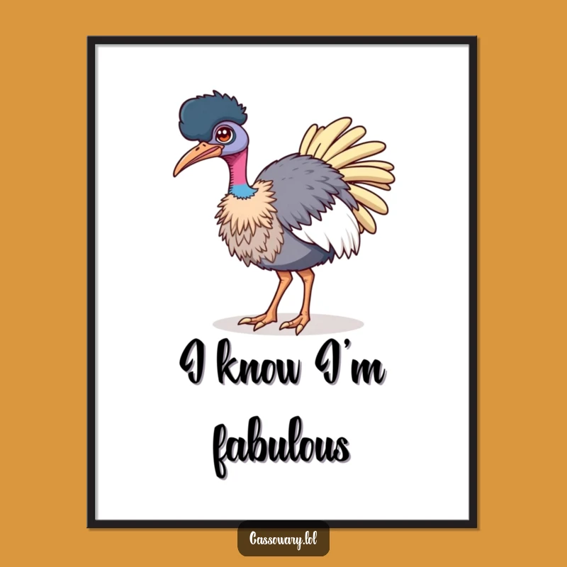 Funny Confident Cassowary Wink Poster: Bold Wall Art Gift