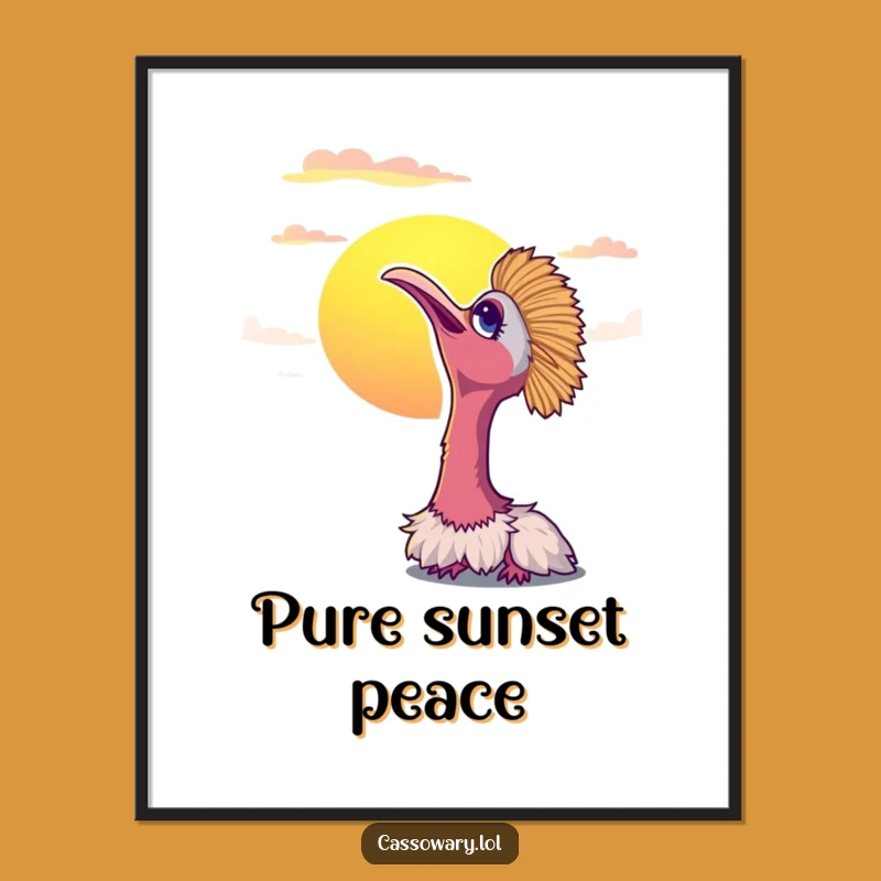Funny Cassowary Sunset Poster: Vibrant Bird Art for Peaceful Decor Gift