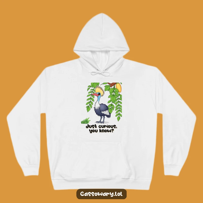 Cozy Funny Cassowary Hoodie - Curious Bird Tilting Head