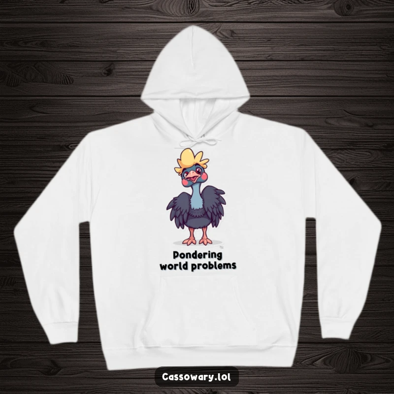 Funny Cassowary Hoodie: A cassowary with a playful head tilt, showing curiosity. Cozy and unique. Great gift.