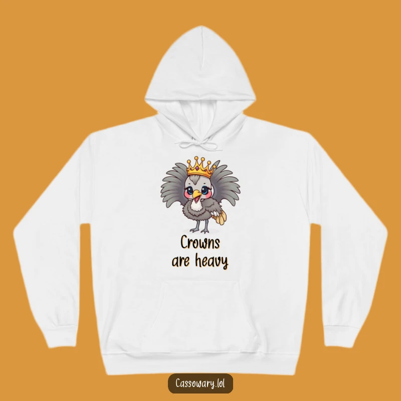 Funny Regal Cassowary Hoodie - Crowned Bird Parading in Comfort
