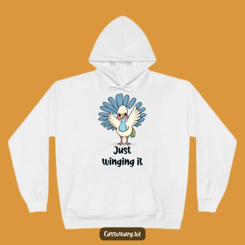 Cozy Funny Kawaii Cassowary Wave Hoodie: Warmth and Welcome, a Funny Gift