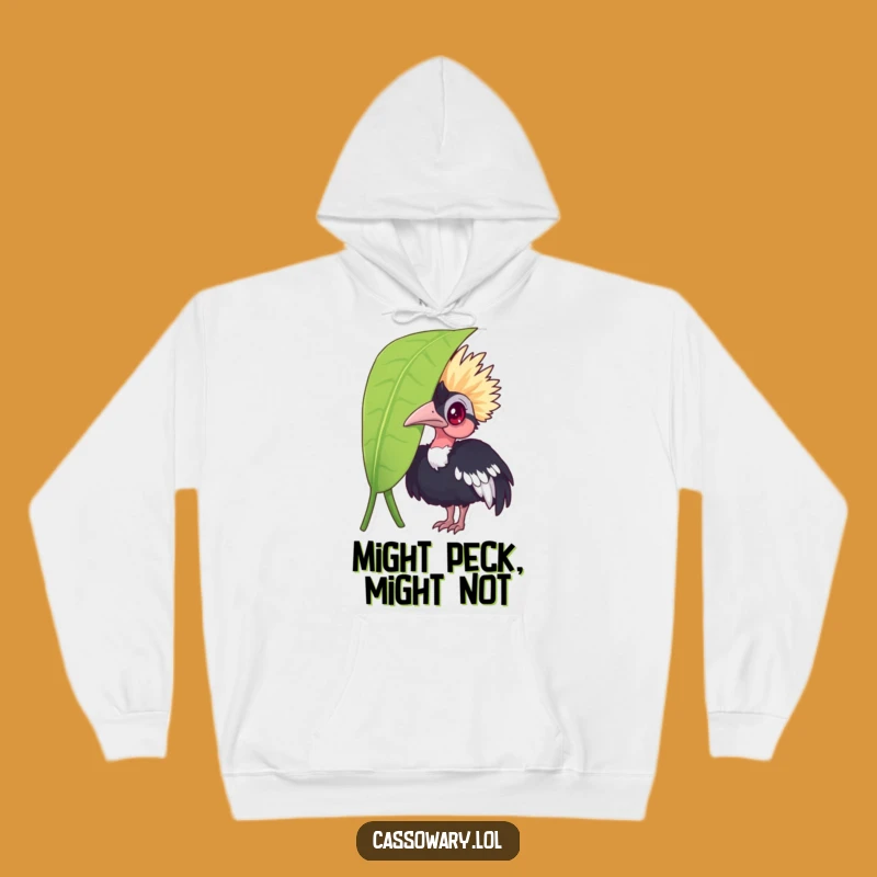 Cozy Funny Cassowary Leaf Peek Hoodie: Warm and Hilarious Gift Idea