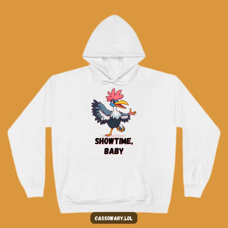 Funny Cassowary Hoodie: Dancing Bird Move, Vibrant Humorous Sweatshirt Gift