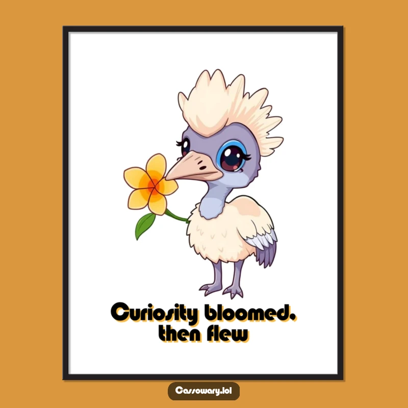 Curious Cassowary Flower Art - Free Printable Downloadable Wall Decor