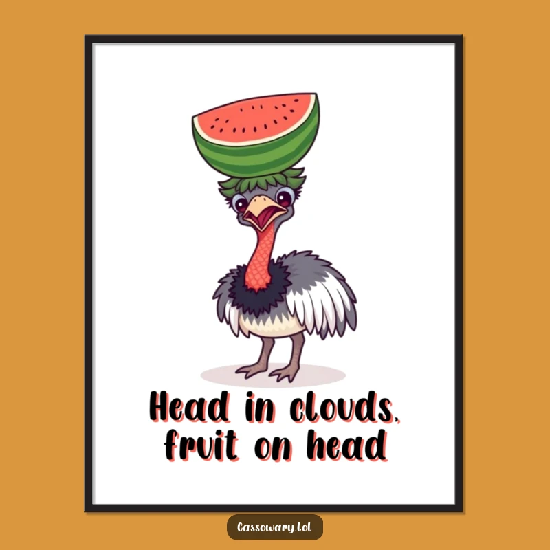 Funny Cassowary Watermelon Art - Free Printable Downloadable Wall Decor