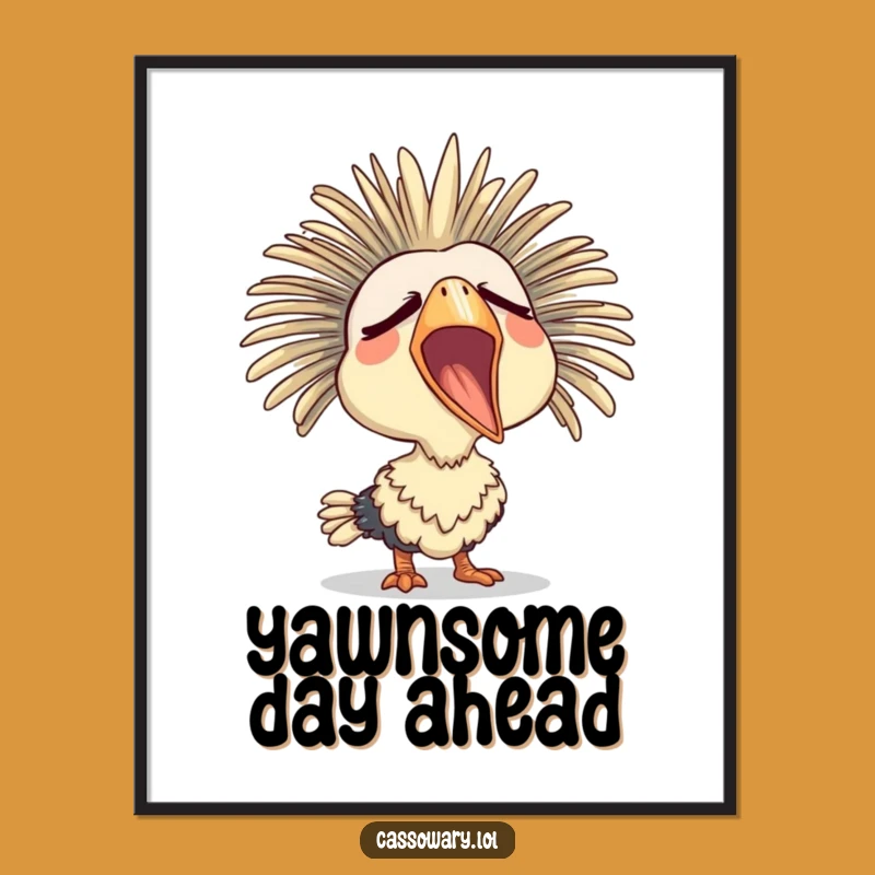 Funny Free Printable Sleepy Cassowary Art - Relaxed Bird Downloadable Wall Decor