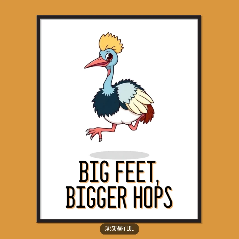 Funny Free Printable Wall Art: Comical Cassowary Hop, Downloadable Quirky Decor