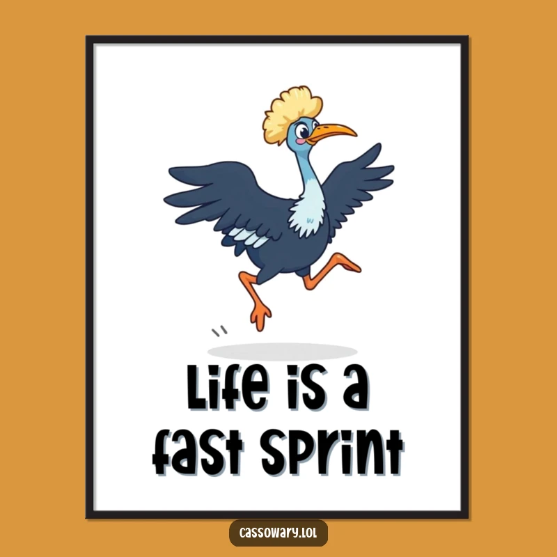 Free Printable Wall Art: Dynamic Cassowary Dash, Action Downloadable Decor