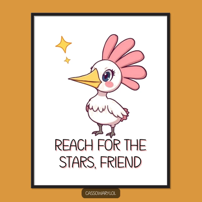 Funny Free Printable Wall Art: Surprised Cassowary Starfall Downloadable Art Gift!