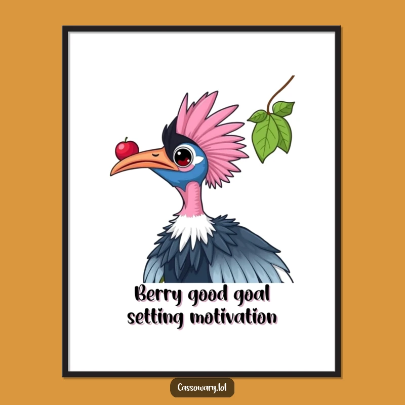 Reaching Cassowary Wall Art: Free Printable Downloadable Determined Bird Decor, Funny Gift