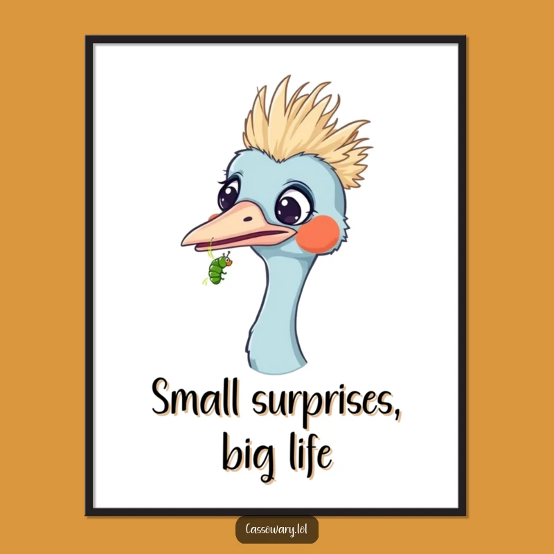 Surprised Cassowary Caterpillar Art - Free Printable Downloadable Wall Decor