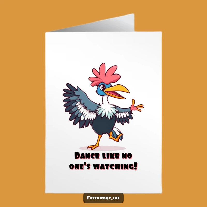 Dancing Cassowary Birthday Card: Free Printable Groovy Bird Greeting, Downloadable Gift