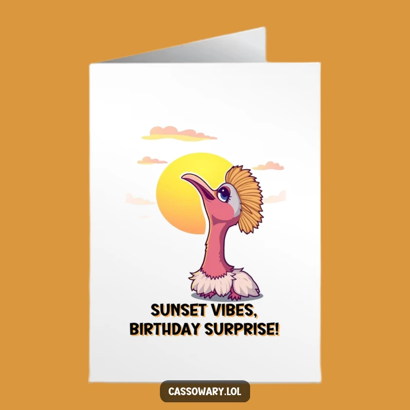 Free Printable Birthday Card: Content Cassowary, Peaceful Bird Lover Downloadable Gift