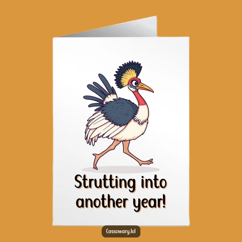 Free Printable Birthday Card: Determined Cassowary, Inspiring Downloadable Gift for a Bold Year