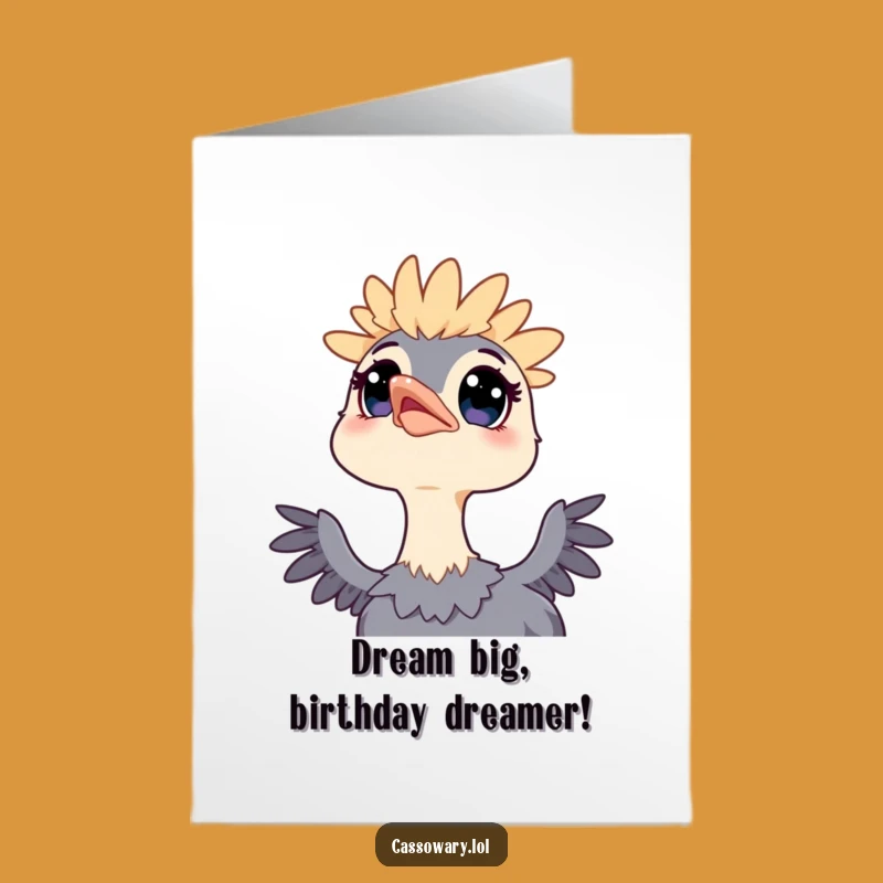 Free Printable Cassowary Birthday Card: Wonderstruck Eyes, Funny Downloadable Gift!