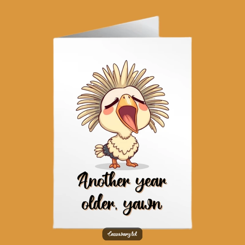 Free Printable Sleepy Cassowary Birthday Card - Funny Nap Art Downloadable Gift