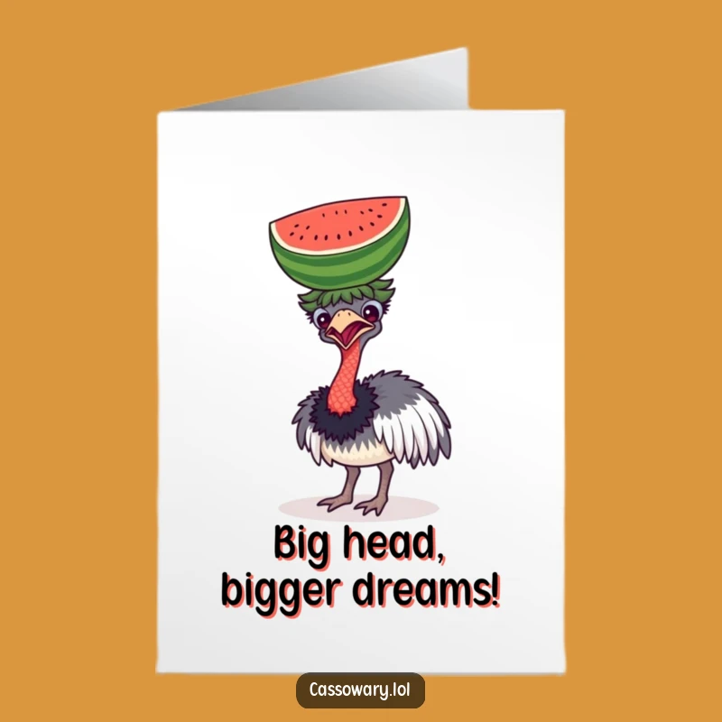 Funny Cassowary Watermelon Birthday Card - Free Printable Greeting Card for LOLs