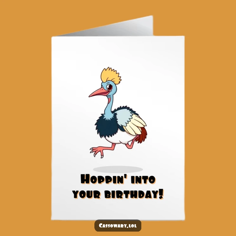 Free Printable Birthday Card: Hopping Cassowary for a Joyful Celebration