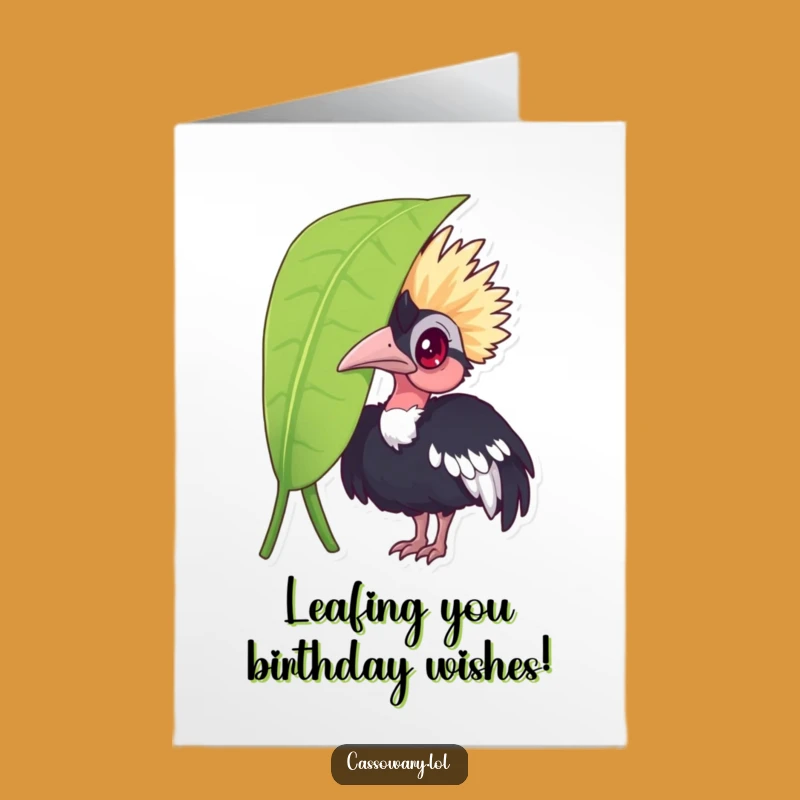Funny Free Printable Birthday Card: Curious Cassowary Peeking, Hilarious Downloadable Gift