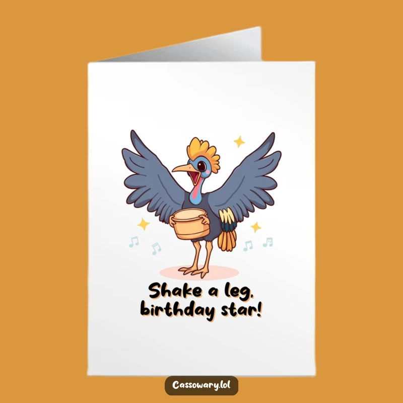 Free Printable Cassowary Drumming Birthday Card: Funny Bird Dance, Downloadable DIY Gift